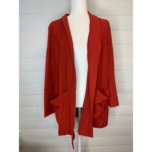 Eileen Fisher Long Sleeve Open Front Cardigan Lagenlook Contemporary Medium